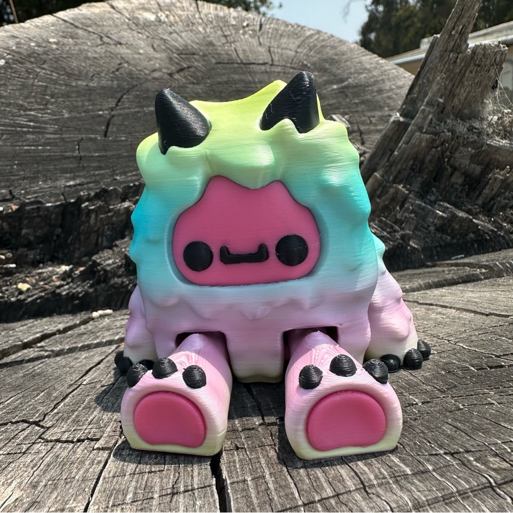Pastel rainbow ombré 3D printed yeti bigfoot sasquatch figurine toy